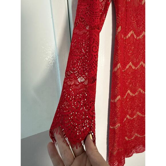 Bebe Rare Red Lace Cocktail Dress - Size Medium - Picture 6 of 6